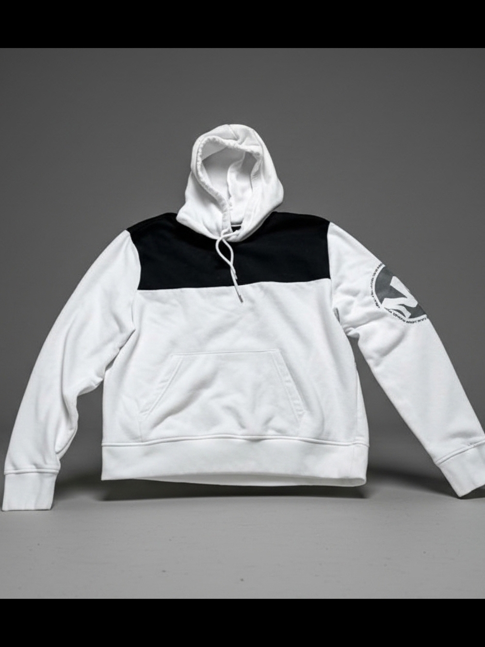 Michael Kors Colorblock Pullover Hoodie Men's L White/Black Logo Long Sleeve